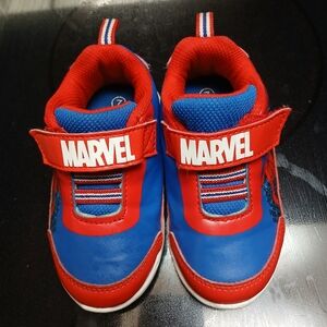 Spiderman Size 7  Red and Blue Sneakers with Velcro Closure